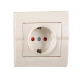 Розетка одинарная з/з и защитными шторками LEZARD Deriy жемчужно-белая 702-3030-124
