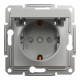 Розетка одинарная с/з  и крышкой SCHNEIDER Asfora алюминий EPH3100161