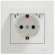 Розетка одинарная с/з и крышкой SCHNEIDER Asfora белая EPH3100121