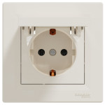 Розетка одинарная с/з и крышкой SCHNEIDER Asfora крем EPH3100123