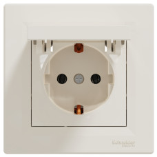 Розетка одинарная с/з и крышкой SCHNEIDER Asfora крем EPH3100123
