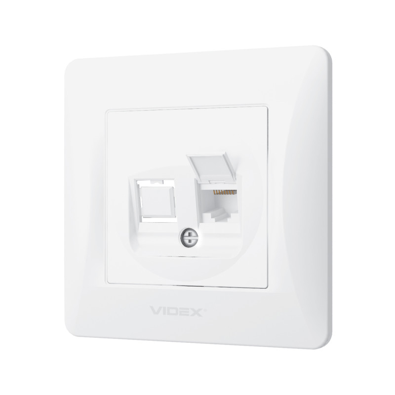 Розетка одинарная компьютерная RJ-45 CAT6 VIDEX BINERA белая (VF-BNSK1PC6-W)