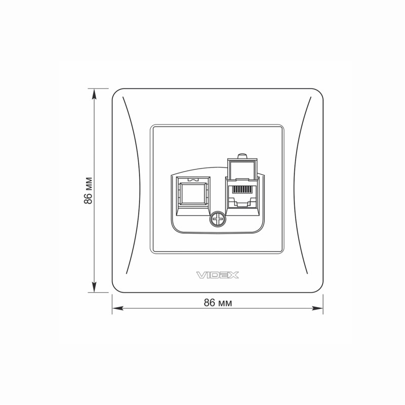 Розетка одинарная компьютерная RJ-45 CAT6 VIDEX Binera крем (VF-BNSK1PC6-CR)