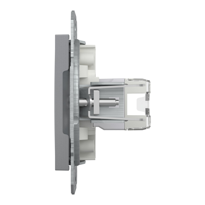 Розетка одинарная компьютерная RJ-45 SCHNEIDER Asfora сталь EPH4300162