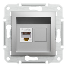 Розетка одинарная компьютерная RJ-45 SCHNEIDER Asfora алюминий EPH4300161