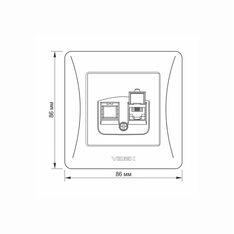 Розетка одинарна телефонна RJ-11 CAT3 VIDEX Binera крем (VF-BNSK1TF3-CR)