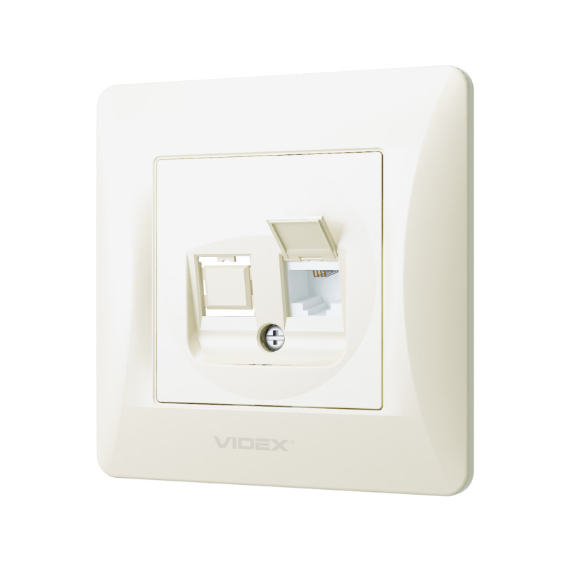 Розетка одинарна телефонна RJ-11 CAT3 VIDEX Binera крем (VF-BNSK1TF3-CR)