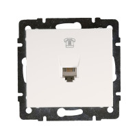 Розетка одинарная телефонная "Евро" RJ-11 LEZARD Rain белая 703-0288-137