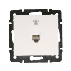Розетка одинарная телефонная "Евро" RJ-11 LEZARD Rain белая 703-0288-137