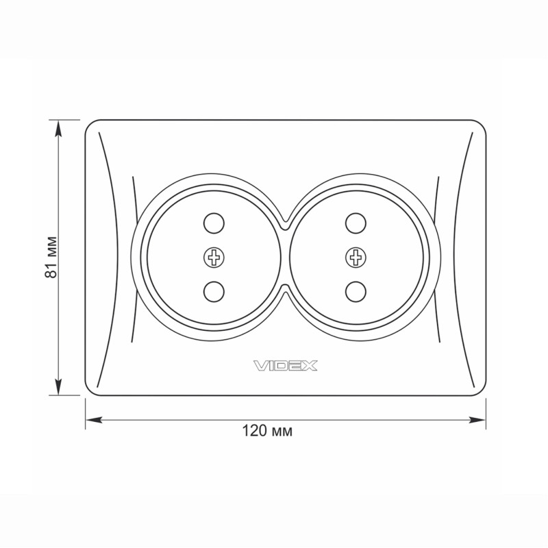 Розетка двомісна б/з VIDEX Binera графіт (VF-BNSK2-BG)