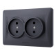 Розетка двомісна б/з VIDEX Binera графіт (VF-BNSK2-BG)