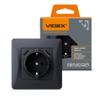 Розетка одинарная + 2USB с/з VIDEX Binera графит (VF-BNSK1GU2-BG)