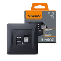 Розетка одинарная компьютерная RJ-45 CAT6 VIDEX Binera графит (VF-BNSK1PC6-BG)