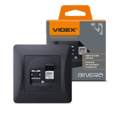 Розетка одинарная компьютерная RJ-45 CAT6 VIDEX Binera графит (VF-BNSK1PC6-BG)