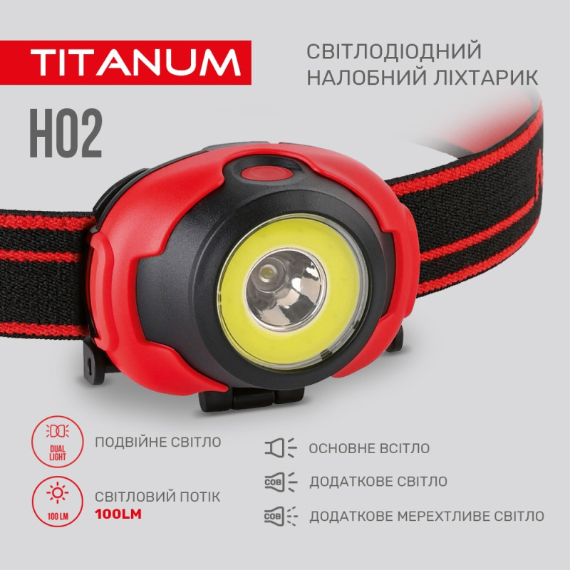 Налобный светодиодный фонарик Titanum TLF-H02 100lm 6500K