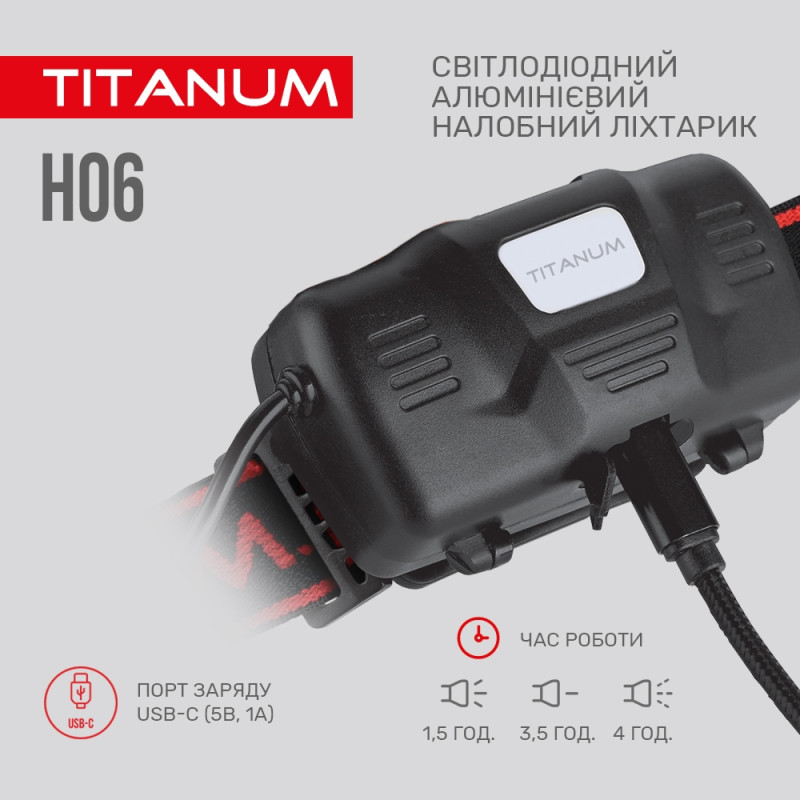 Налобний світлодіодний ліхтарик Titanum TLF-H06 800lm 6500K