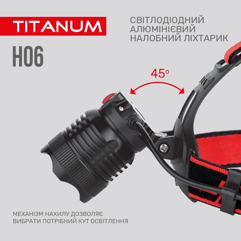Налобний світлодіодний ліхтарик Titanum TLF-H06 800lm 6500K