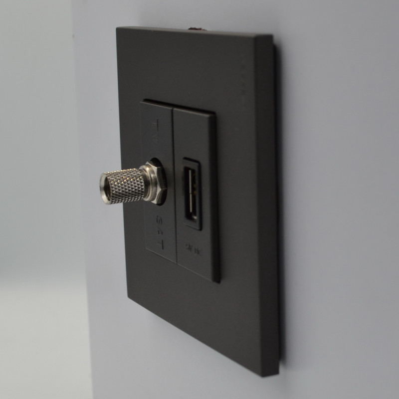 Розетка Zenit антрацит USB 1 мод. 750мА ( 2CLA218500N1801 )