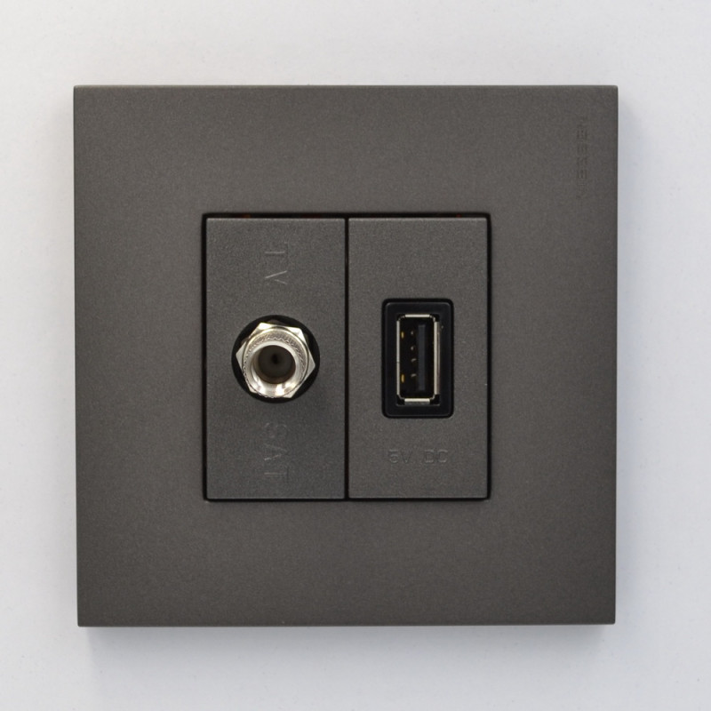 Розетка Zenit антрацит USB 1 мод. 750мА ( 2CLA218500N1801 )