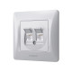 Розетка двухместная компьютерная RJ-45 CAT6 VIDEX Binera серебряный шелк (VF-BNSK2PC6-SS)