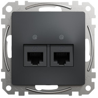 Комп'ютерна розетка подвійна RJ45 кат 6 неекр UTP Чорний Sedna Design Schneider Electric SDD114462