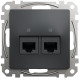 Компьютерная розетка двойная RJ45 кат 6 неэкр UTP Черный Sedna Design Schneider Electric SDD114462
