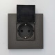 Розетка Zenit антрацит 1-на с заземлением и защитными шторками и крышкой ( 2CLA228810N1801 )