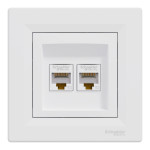 Розетка подвійна комп'ютерна RJ-45 SCHNEIDER Asfora бiла EPH4400121
