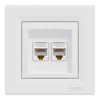 Розетка подвійна комп'ютерна RJ-45 SCHNEIDER Asfora бiла EPH4400121