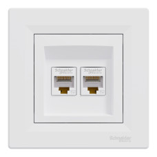 Розетка двойная компьютерная RJ45 SCHNEIDER Asfora белая EPH4400121