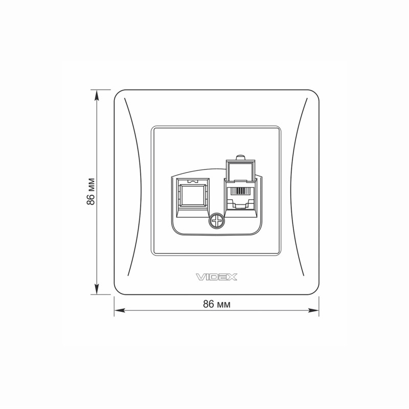 Розетка одинарная телефонная RJ-11 CAT3 VIDEX Binera графит (VF-BNSK1TF3-BG)