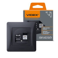 Розетка одинарная телефонная RJ-11 CAT3 VIDEX Binera графит (VF-BNSK1TF3-BG)