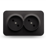 Розетка двойная накладная б/з черный графит VIDEX BINERA (VF-BNS22-BG)