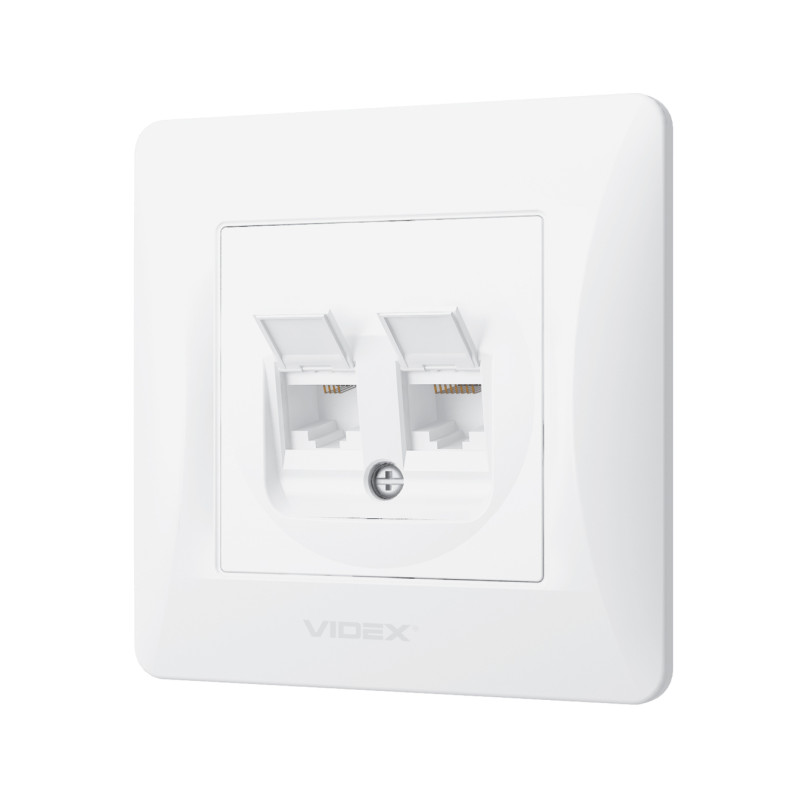 Розетка компьютерная и телефонная VIDEX BINERA белая (VF-BNSK2PC6TF3-W)