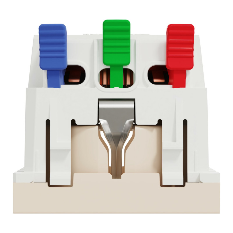 Розетка с ж/к и шторками 16А (быстрозажимные клеммы) Unica New Schneider Electric бежевая NU305744