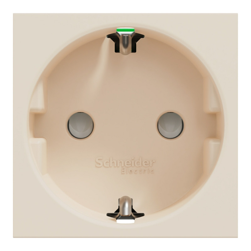 Розетка с ж/к и шторками 16А (быстрозажимные клеммы) Unica New Schneider Electric бежевая NU305744