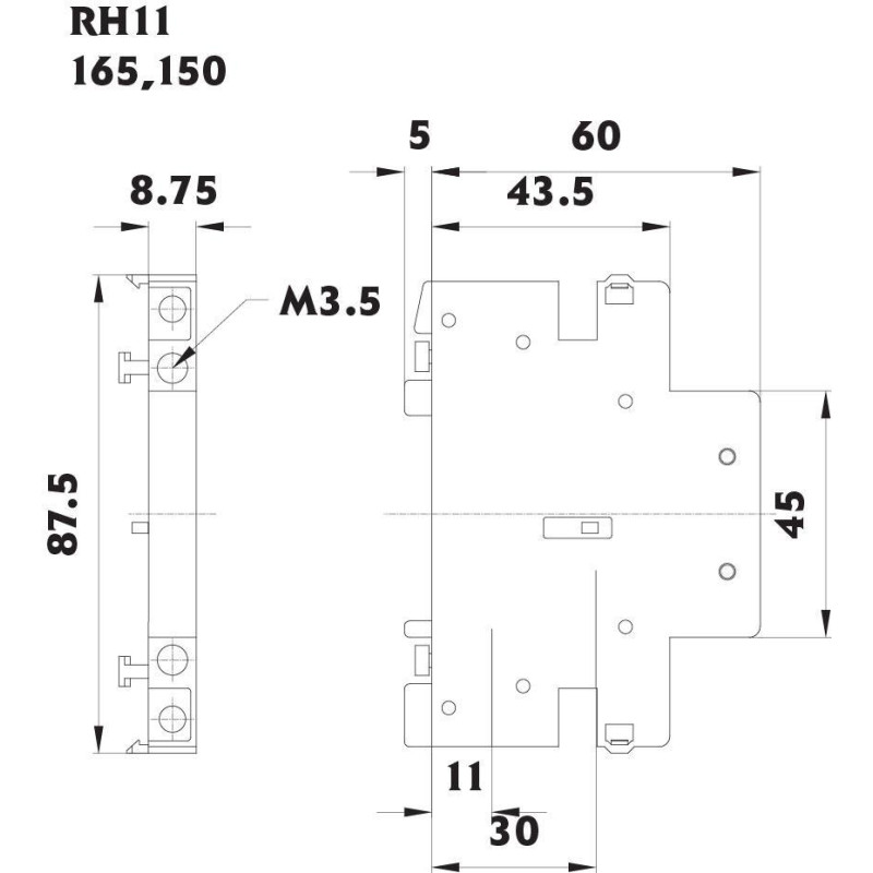 Блок контакт RH 11 для R (1NO+1NC) ETI (2461101)