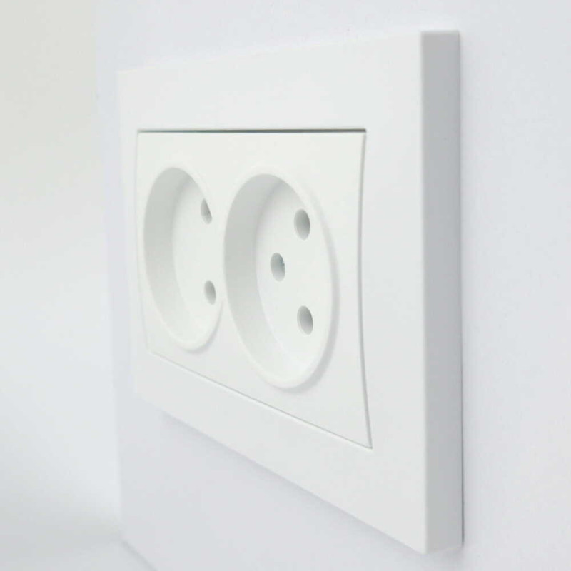 Розетка двійна без заземлення ELBI VEGA білий матовий (510-016200-908/230-908)