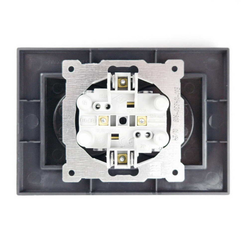 Розетка двійна без заземлення ELBI VEGA матовий чорний (510-014830-908)