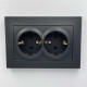 Розетка двійна із заземленням ELBI VEGA матовий чорний (510-014830-907)