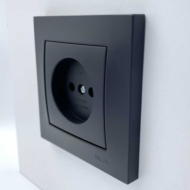 Розетка одинарна без заземлення ELBI VEGA матовий чорний (510-014800-215)