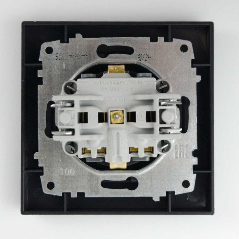 Розетка одинарна із заземленням ELBI VEGA матовий чорний (510-014800-217)