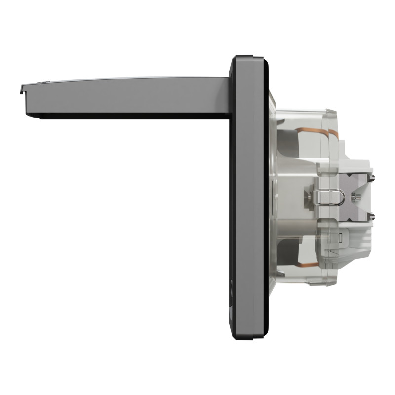 Розетка с крышкой и защитными шторами IP44 Asfora Schneider Electric антрацит EPH3100371