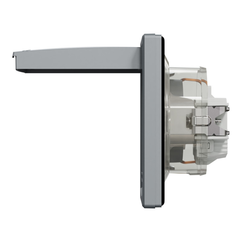 Розетка з заземленням, кришкою та зах. шторками ІР44 Asfora Schneider Electric сталь EPH3100362