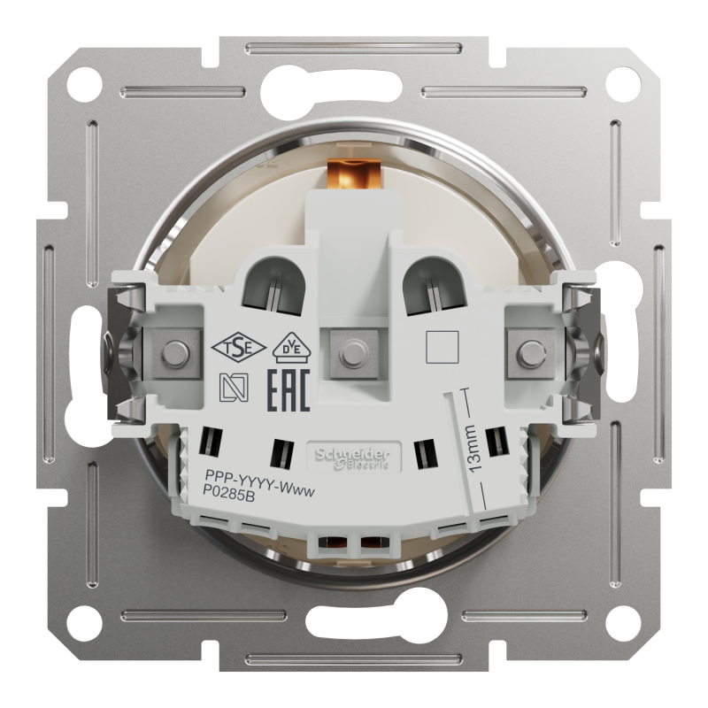 Розетка з заземленням та шторками без рамки Asfora Schneider Electric крем EPH2970223