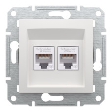 Розетка RJ45 двойная UTP 6 без рамки Asfora Schneider Electric белая EPH4870121