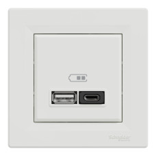 Розетка USB А+С 3 А 45 Вт Asfora Schneider Electric белая EPH2700421