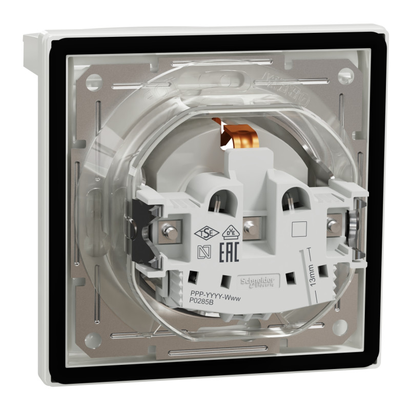 Розетка с крышкой из заземл, шторки, IP44 Asfora Schneider Electric белая EPH3100321
