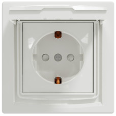 Розетка с крышкой из заземл, шторки, IP44 Asfora Schneider Electric белая EPH3100321