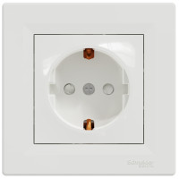 Розетка с заземл. с зах.шторк Asfora Schneider Electric белый EPH2900221